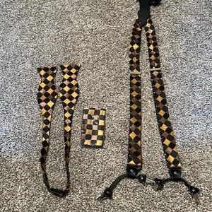 Bow tie handkerchief and suspenders